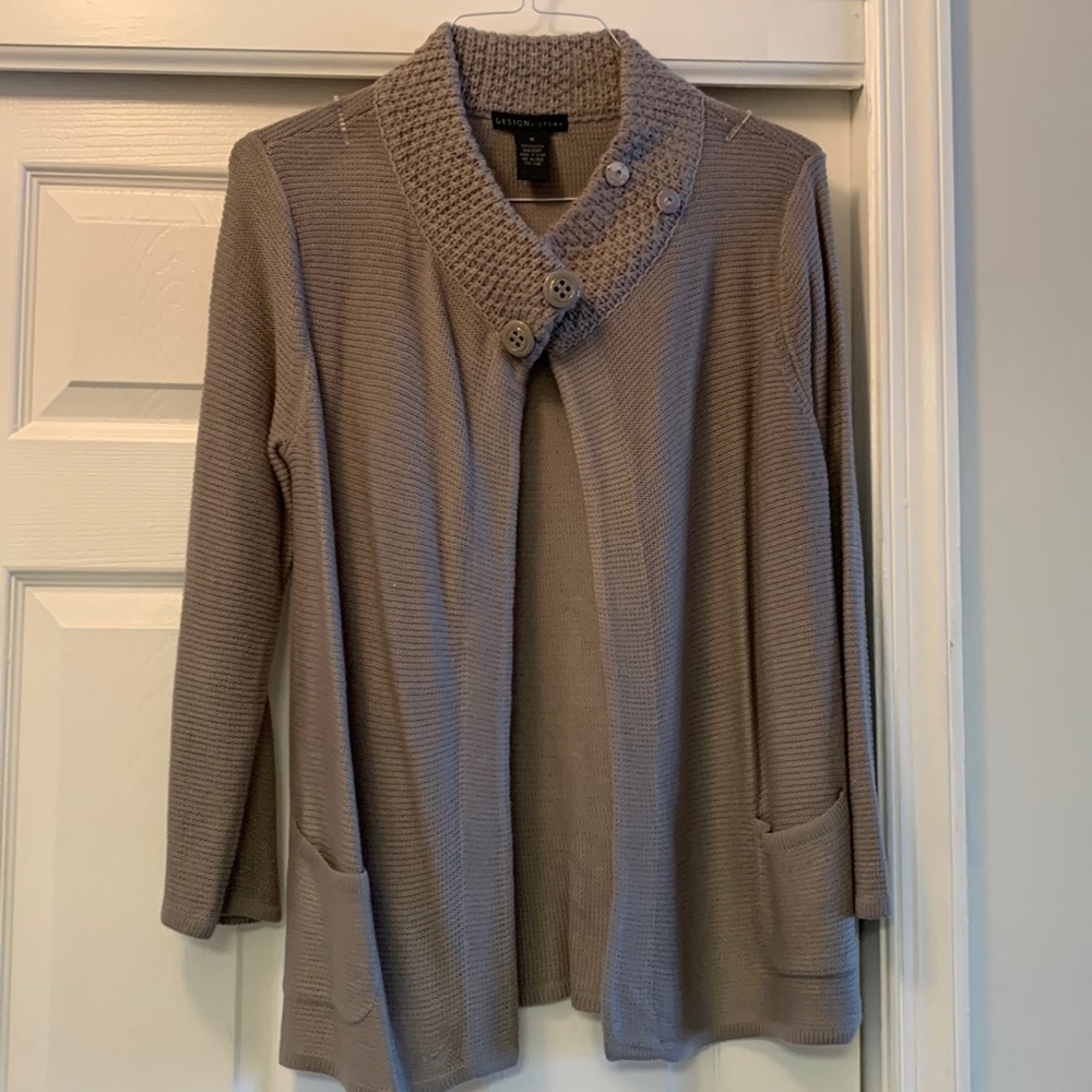 Snap Neck Open Cardigan